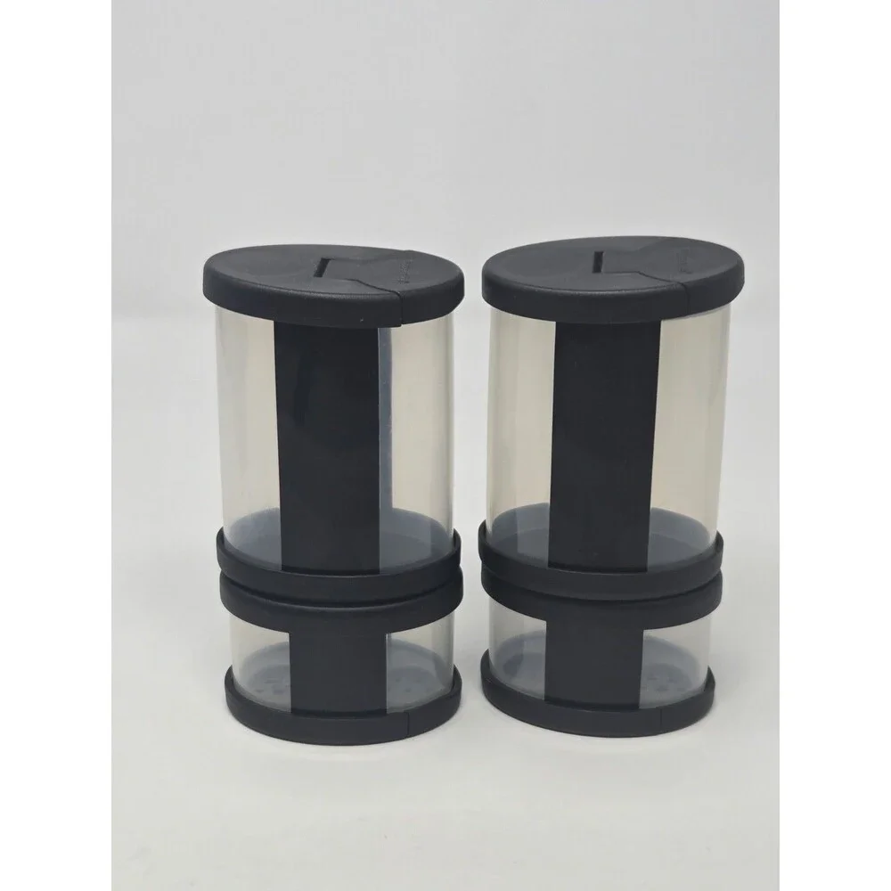 TUPPERWARE FOOD STORAGE BUNDLE SALT PEPPER SPICE CONTAINER BLACK SET OF 5 SHAKER